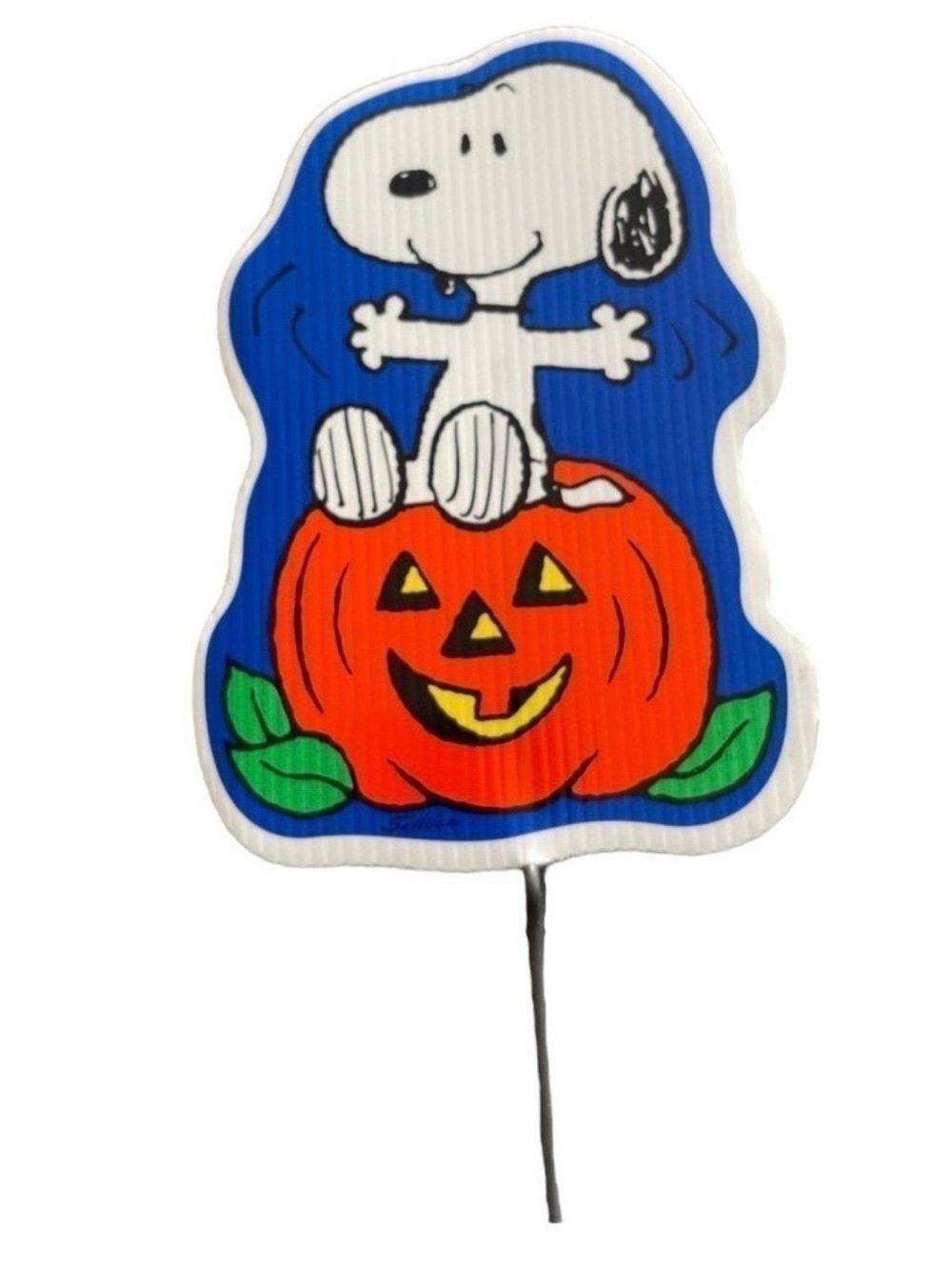Vintage 1999 Snoopy Peanuts Halloween Yard Sign Stake Pumpkin